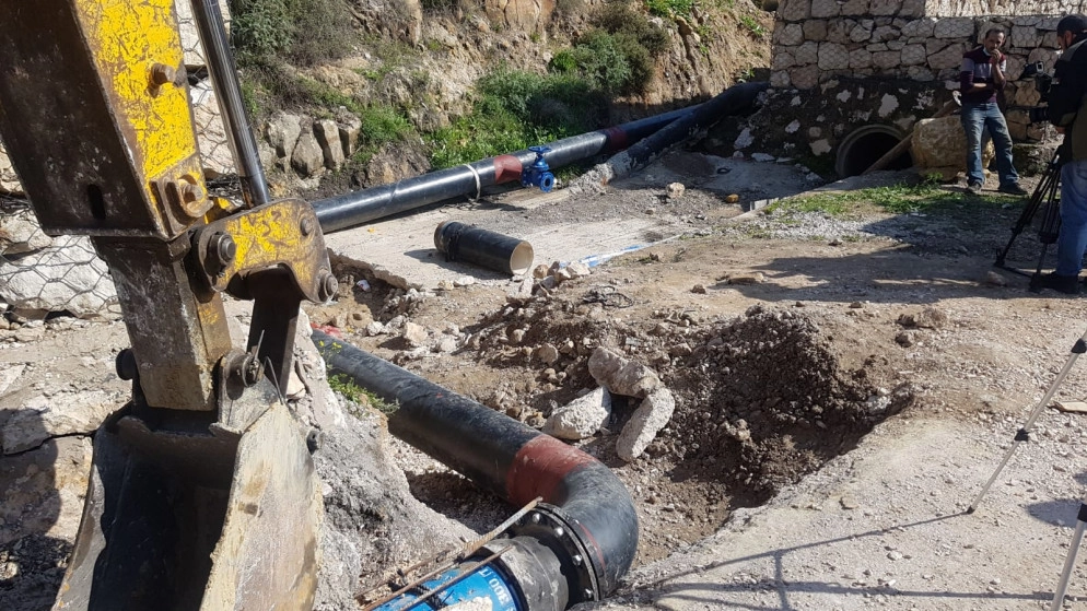 انتهاء أعمال الخط الناقل الرئيسي من منطقة تعرضت للانهيار في جرش